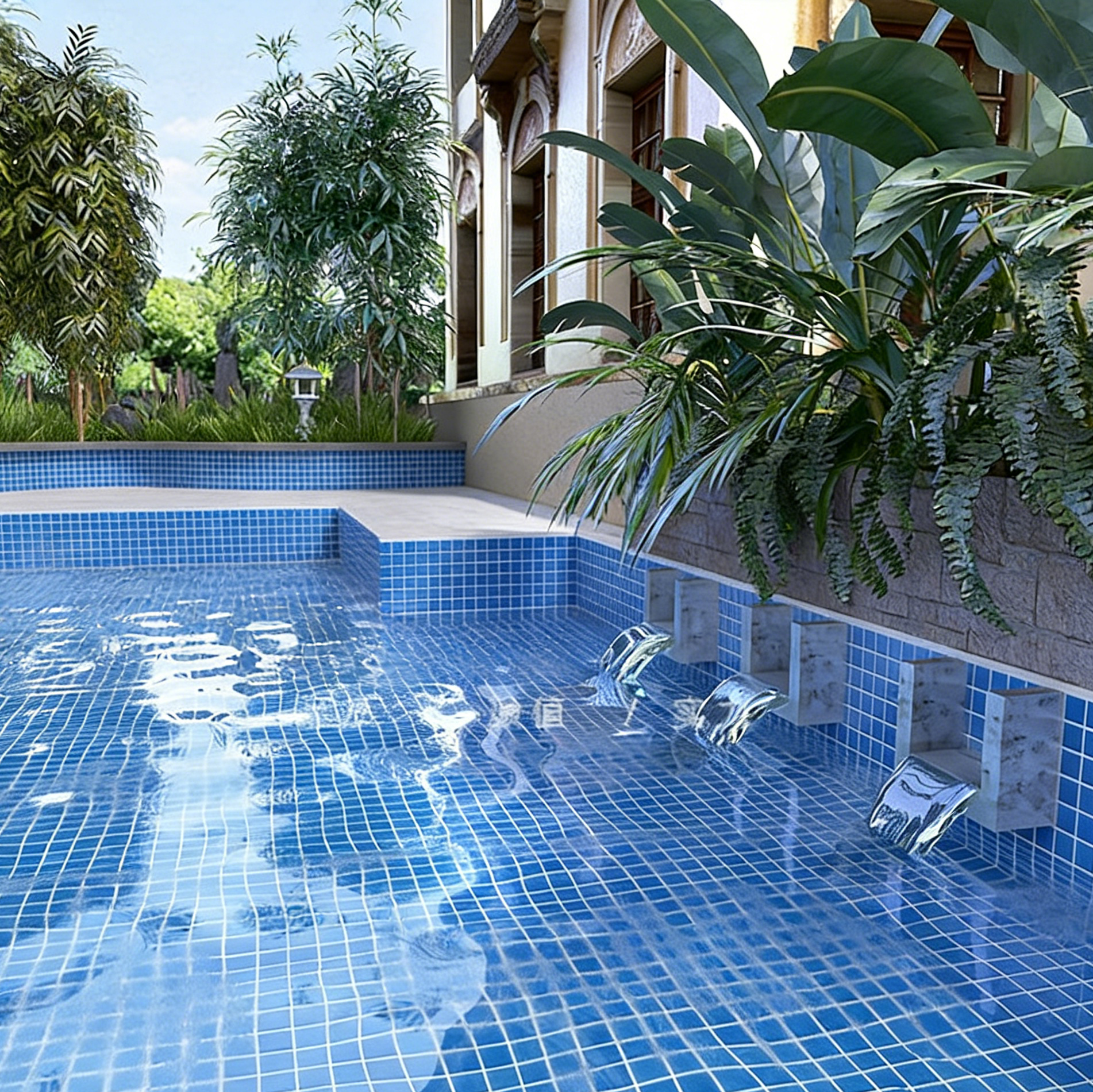 Thick-glazed ceramic mosaic tiles for swimming pools, outdoor use, frost-resistant and anti-slip, suitable for hotel bathrooms, pools, and fish ponds in blue - Tile(Small Stone) / Pool Tiles / Specialized Outdoor Tiles | CHEERFUL Kenya image 2