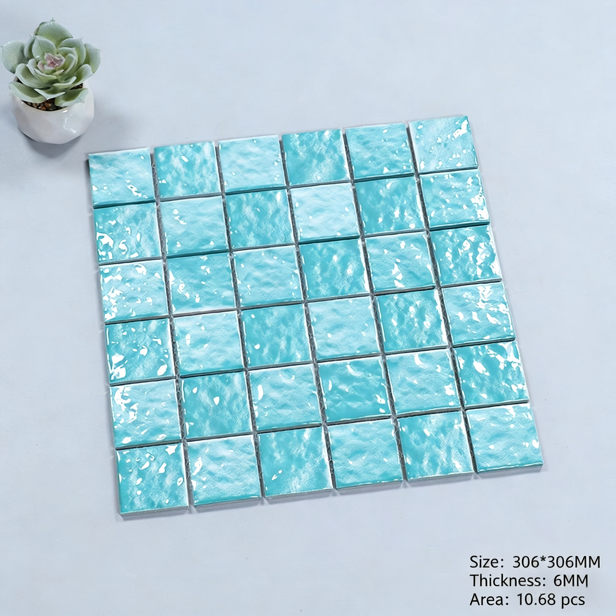 Thick-glazed ceramic mosaic tiles for swimming pools, outdoor use, frost-resistant and anti-slip, suitable for hotel bathrooms, pools, and fish ponds in blue - Tile(Small Stone) / Pool Tiles / Specialized Outdoor Tiles | CHEERFUL Kenya detail view