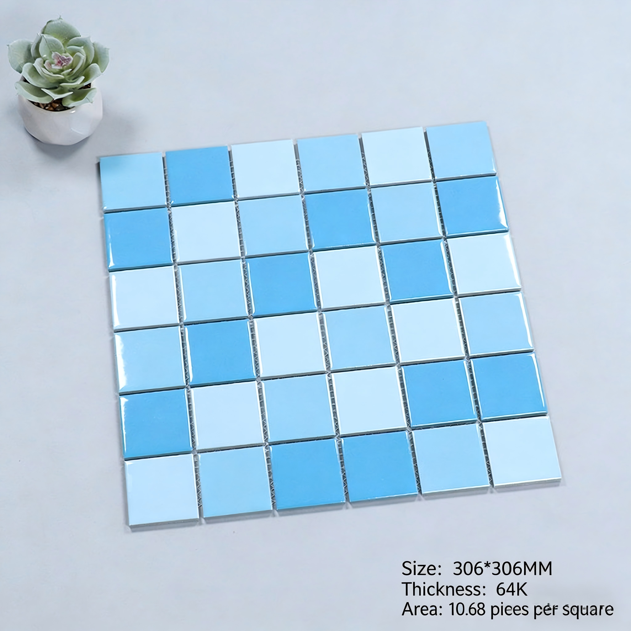 Thick-glazed ceramic mosaic tiles for swimming pools, outdoor use, frost-resistant and anti-slip, suitable for hotel bathrooms, pools, and fish ponds in blue - Tile(Small Stone) / Pool Tiles / Specialized Outdoor Tiles | CHEERFUL Kenya image 2 detail view