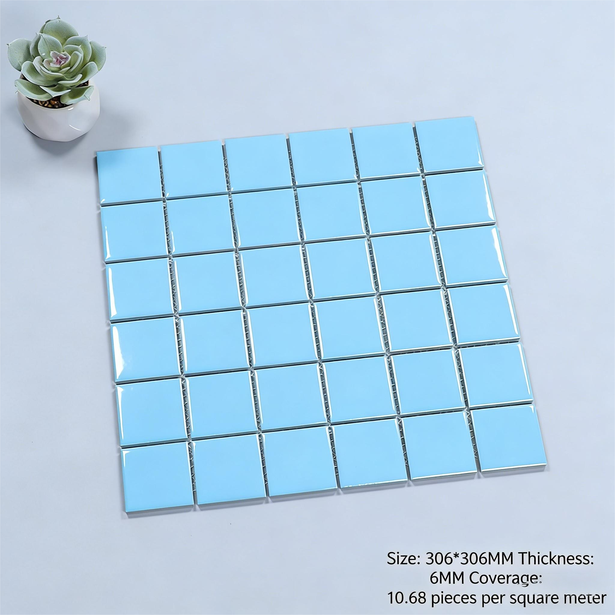 Thick-glazed ceramic mosaic tiles for swimming pools, outdoor use, frost-resistant and anti-slip, suitable for hotel bathrooms, pools, and fish ponds in blue - Tile(Small Stone) / Pool Tiles / Specialized Outdoor Tiles | CHEERFUL Kenya image 7 detail view