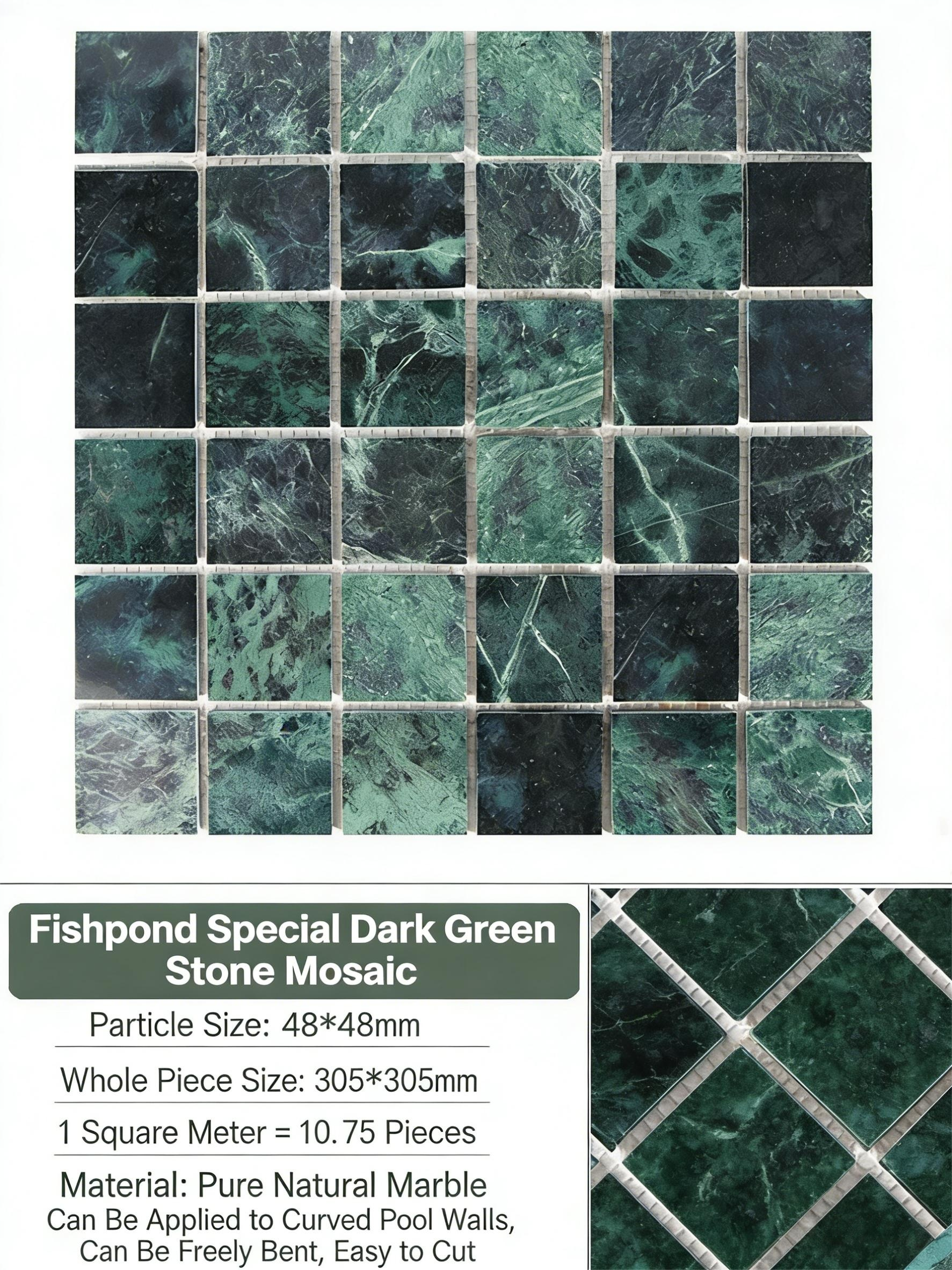 Stone mosaic tiles, small pieces of bathroom, bath pool, swimming pool, large flower green pool, fish pool, marble retro style - Tile(Small Stone) / Pool Tiles / Specialized Outdoor Tiles | CHEERFUL Kenya image 4 detail view