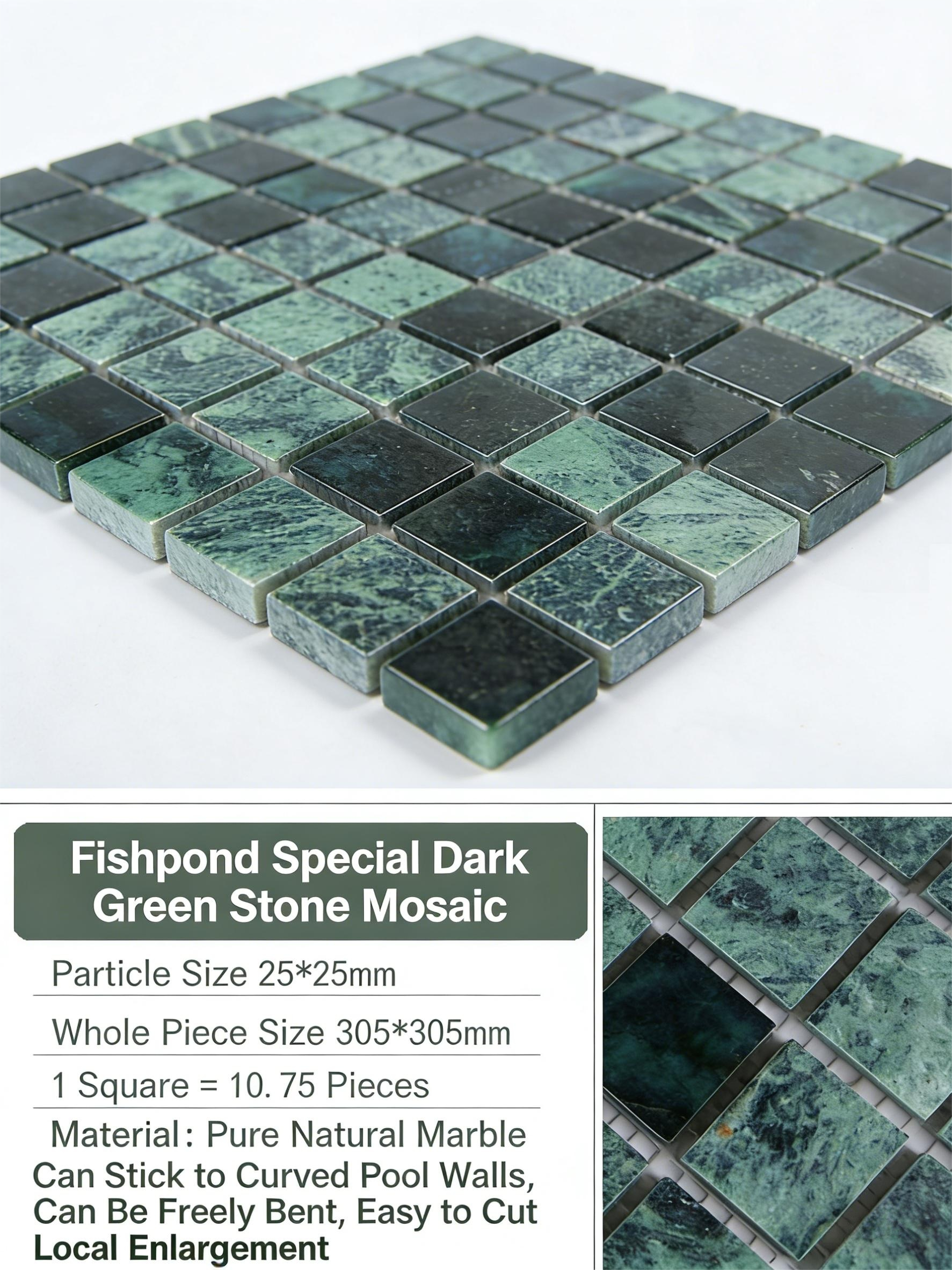Stone mosaic tiles, small pieces of bathroom, bath pool, swimming pool, large flower green pool, fish pool, marble retro style - Tile(Small Stone) / Pool Tiles / Specialized Outdoor Tiles | CHEERFUL Kenya image 5 detail view