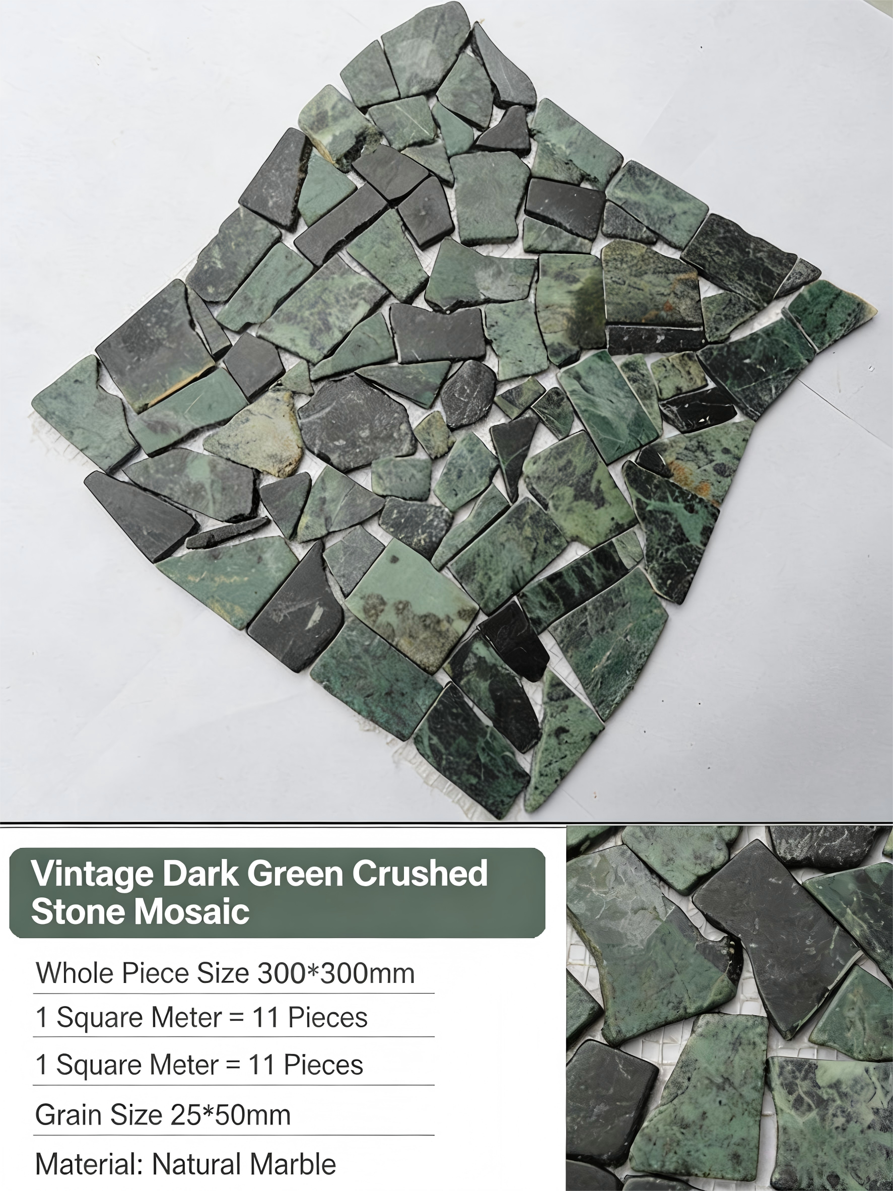 Stone mosaic tiles, small pieces of bathroom, bath pool, swimming pool, large flower green pool, fish pool, marble retro style - Tile(Small Stone) / Pool Tiles / Specialized Outdoor Tiles | CHEERFUL Kenya image 6 detail view
