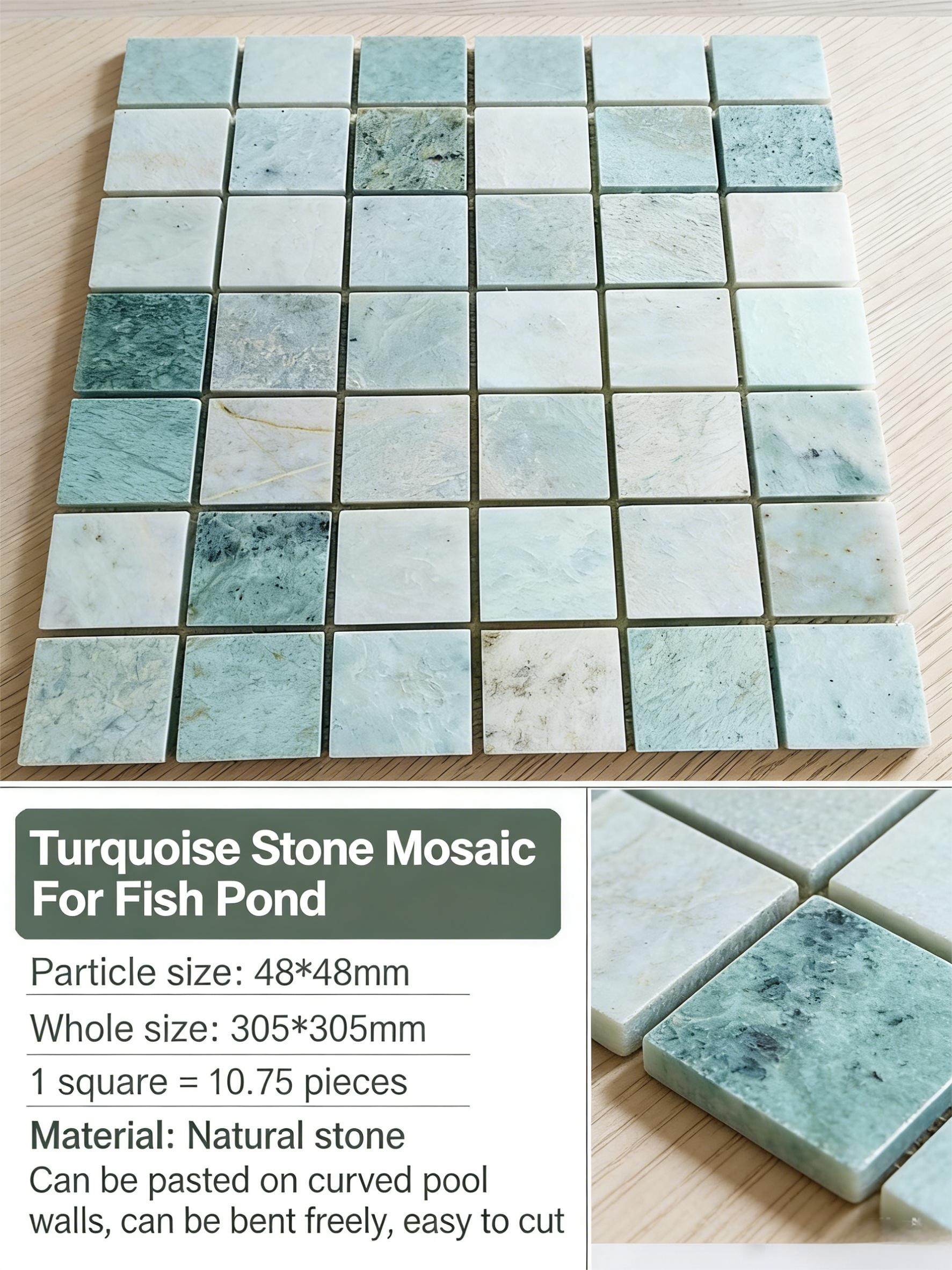 Stone mosaic tiles, small pieces of bathroom, bath pool, swimming pool, large flower green pool, fish pool, marble retro style - Tile(Small Stone) / Pool Tiles / Specialized Outdoor Tiles | CHEERFUL Kenya image 7 detail view
