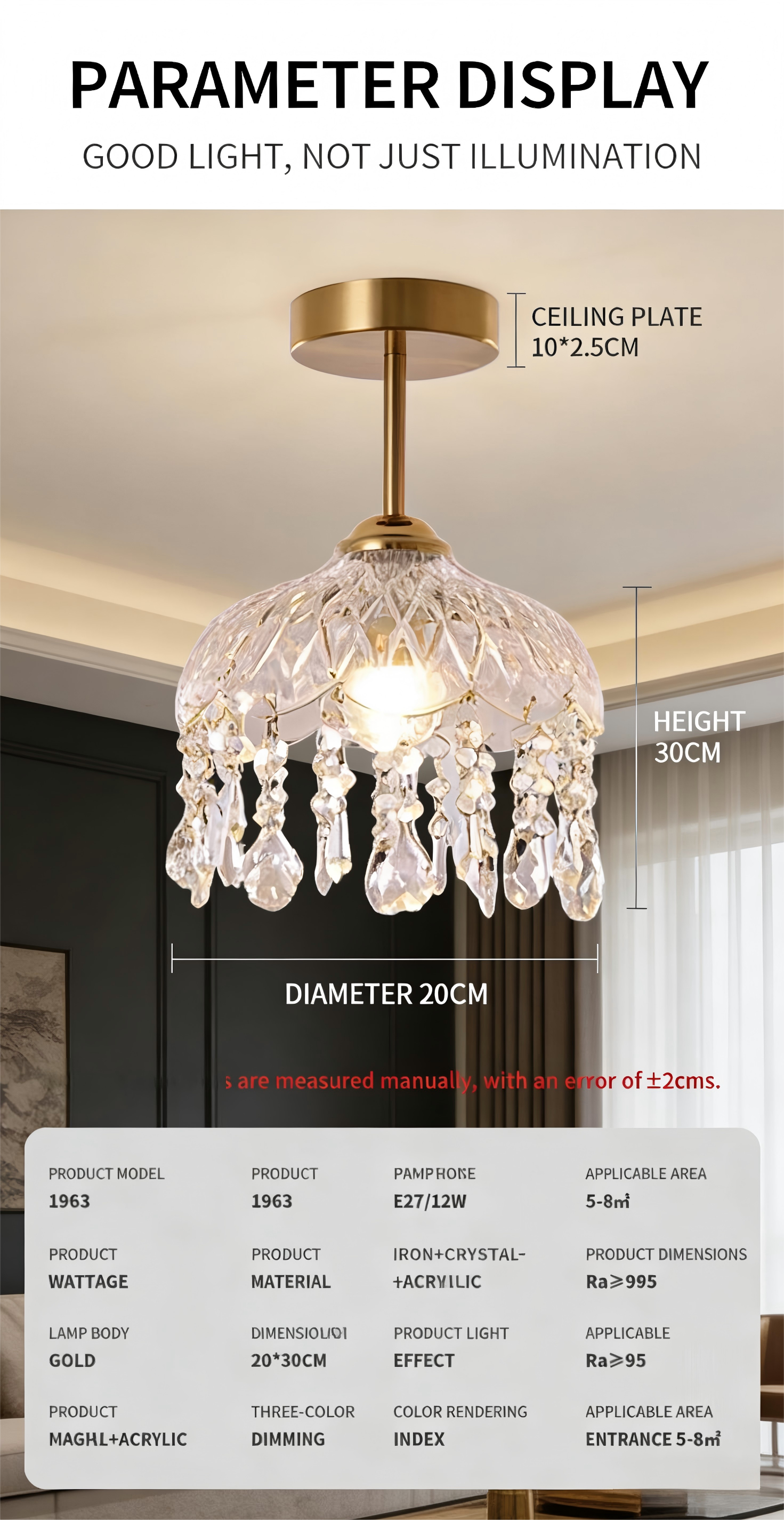 Hallway Lighting, Corridor Lighting, Modern Minimalist Style, Staircase Entrance Hall, Balcony Lighting, French Crystal Chandelier, Small Pendant Light (P271) - Lighting Fixtures | CHEERFUL Kenya image 17 detail view