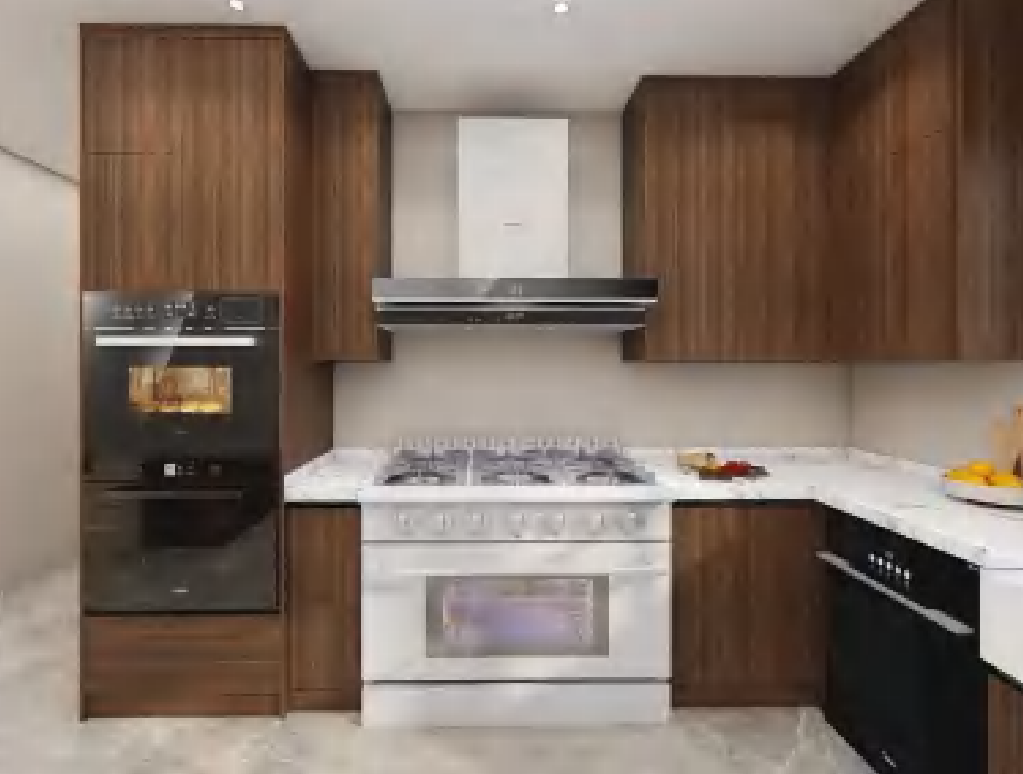 Wood Veneer Kitchen - Custom Kitchen Cabinets & Countertop | CHEERFUL Kenya
