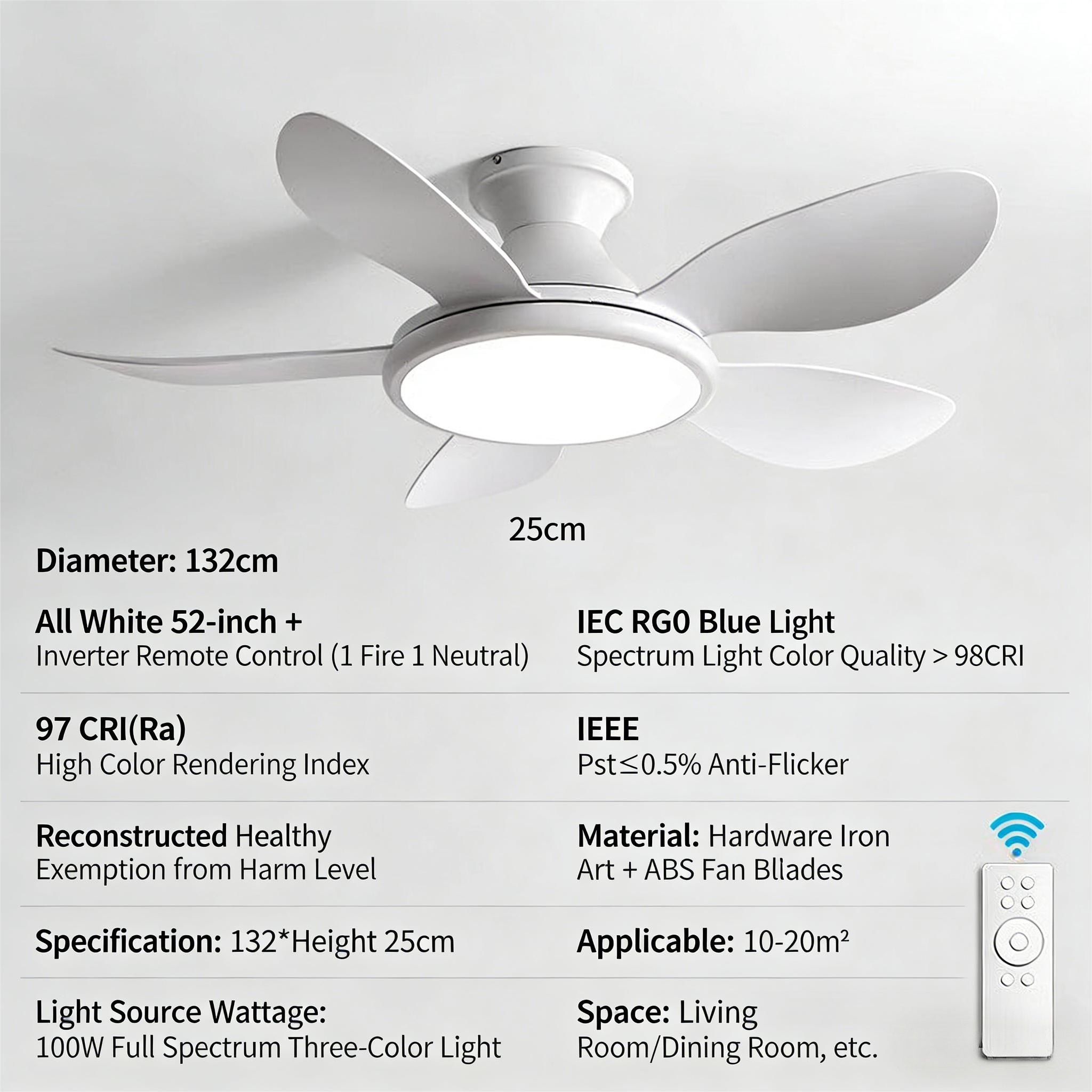 Household ceiling fan light, living room bedroom variable frequency electric integrated fan pendant light - Ceiling Fans | CHEERFUL Kenya image 3 detail view