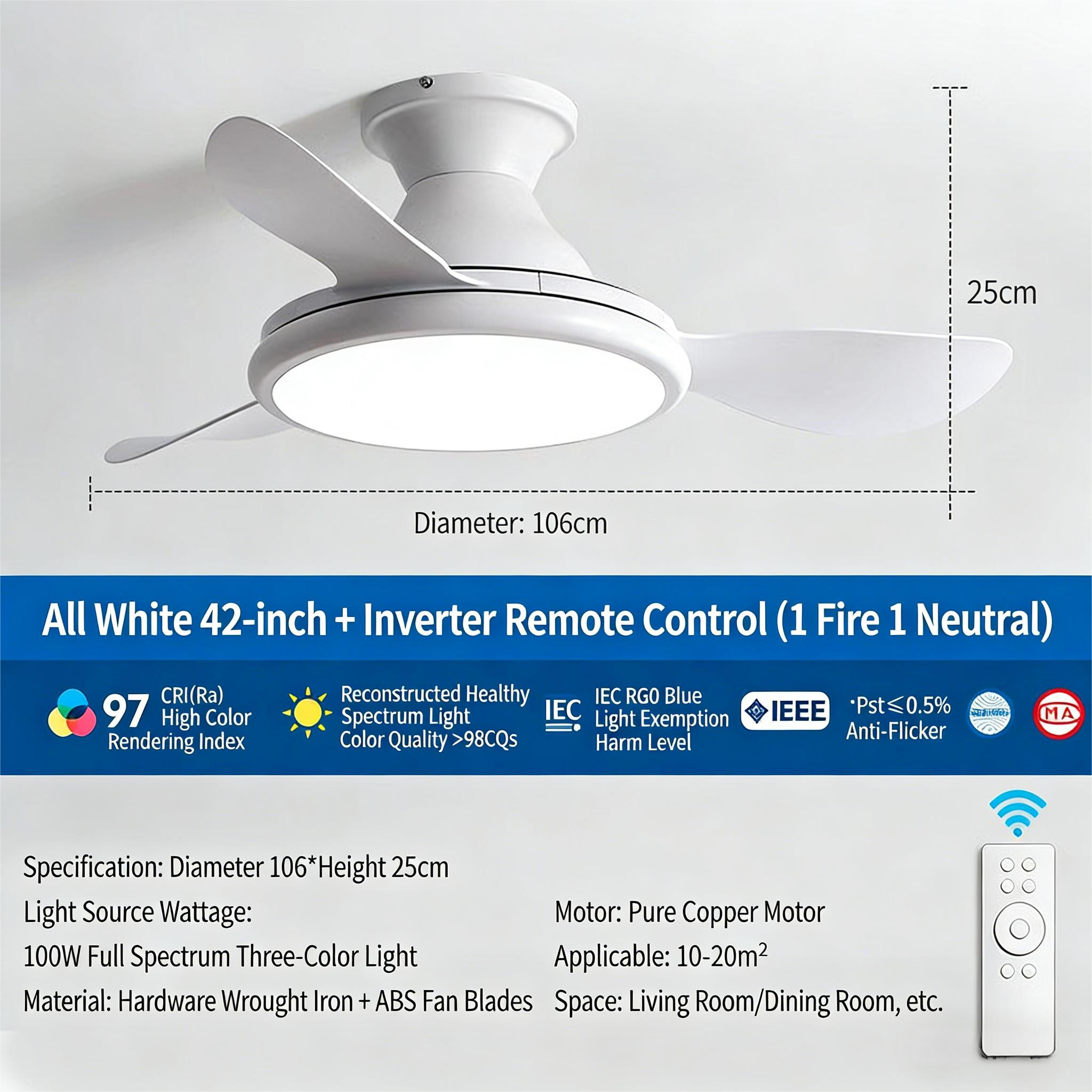 Household ceiling fan light, living room bedroom variable frequency electric integrated fan pendant light - Ceiling Fans | CHEERFUL Kenya image 4 detail view