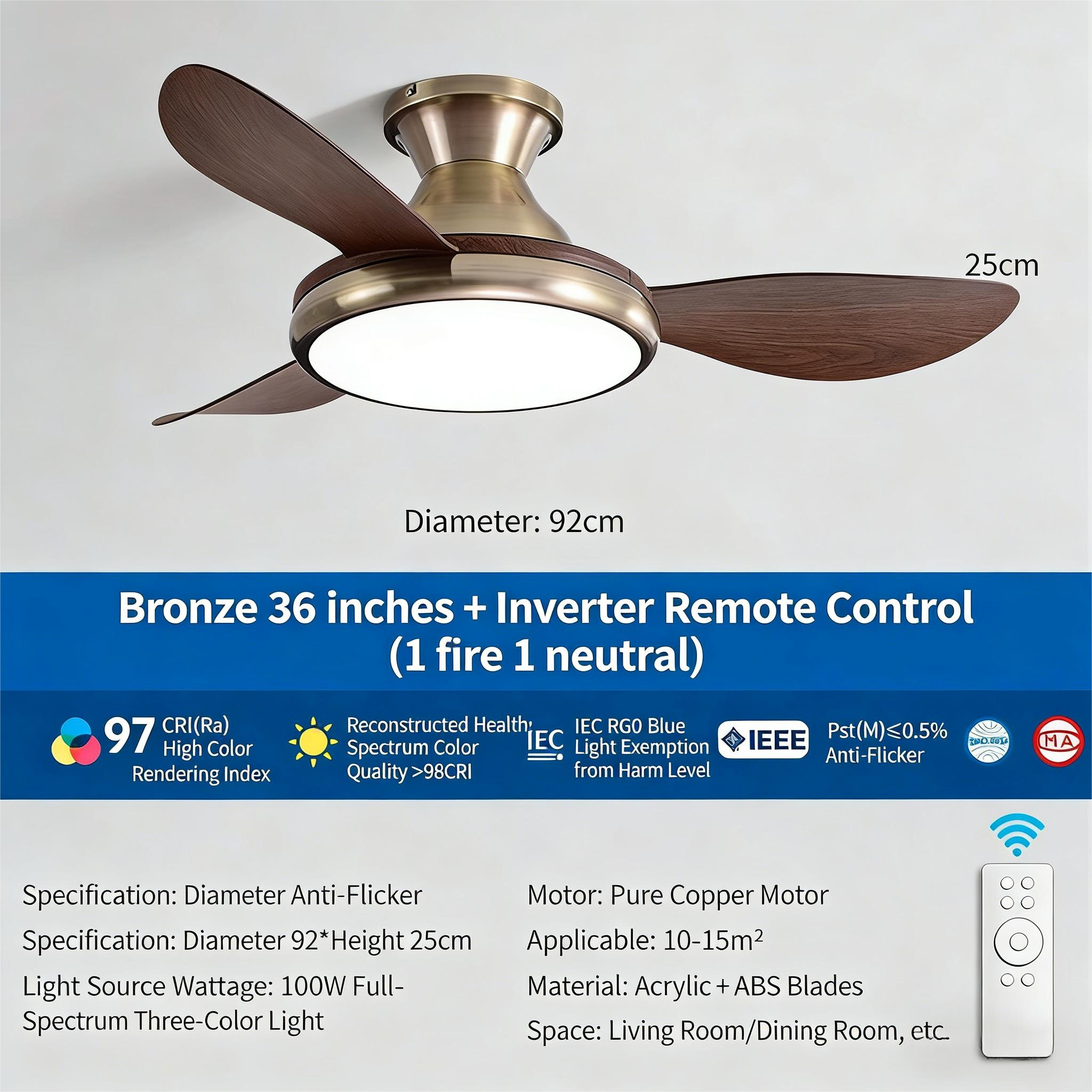 Household ceiling fan light, living room bedroom variable frequency electric integrated fan pendant light - Ceiling Fans | CHEERFUL Kenya image 5 detail view