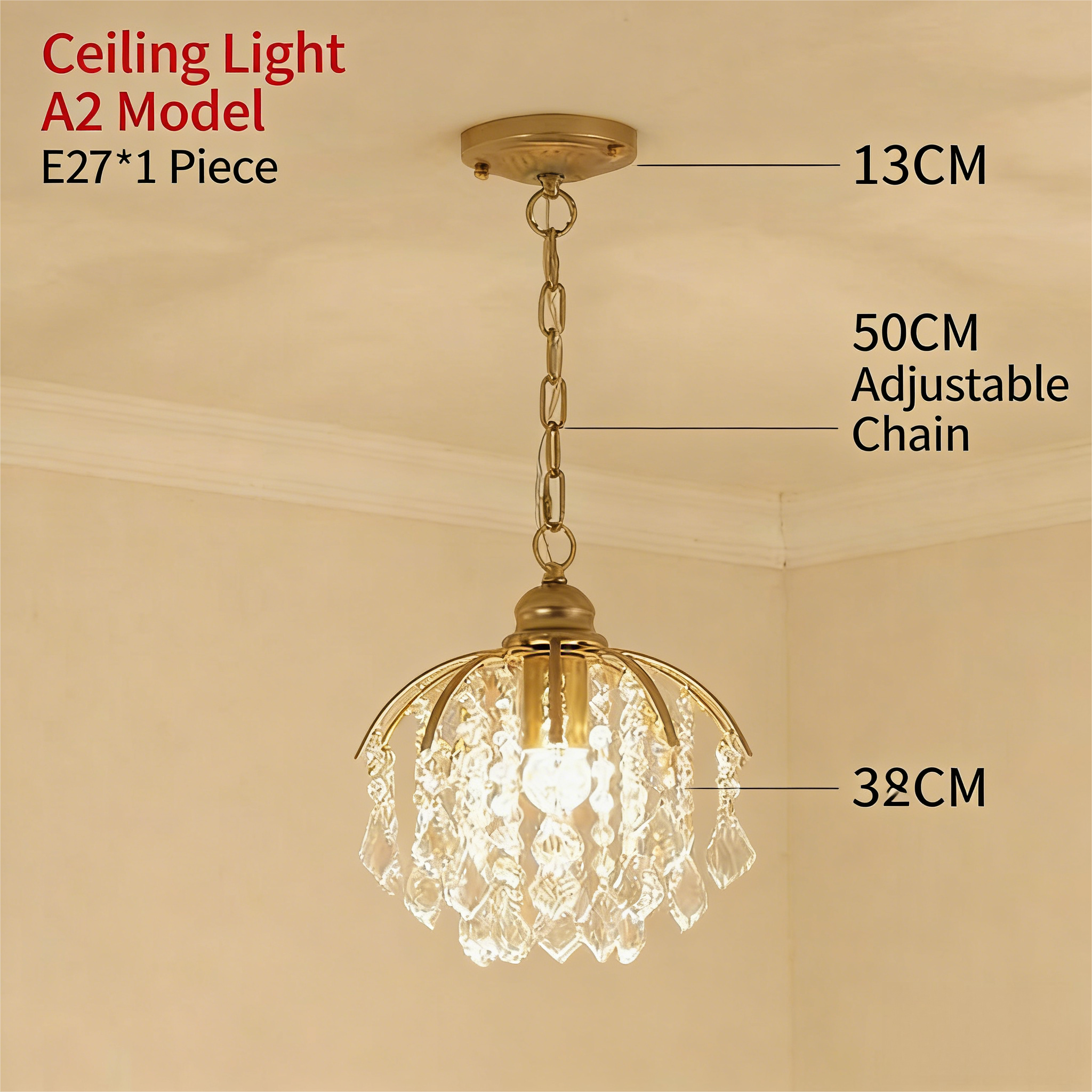 American style pendant lights, balcony hallway entrance lights, European style crystal pendant lights - Lighting Fixtures | CHEERFUL Kenya image 5 detail view