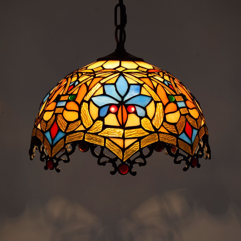 American retro colored glass restaurant light, European bar tea room bedroom balcony corridor glass hanging lamp - Lighting Fixtures | CHEERFUL Kenya image 2