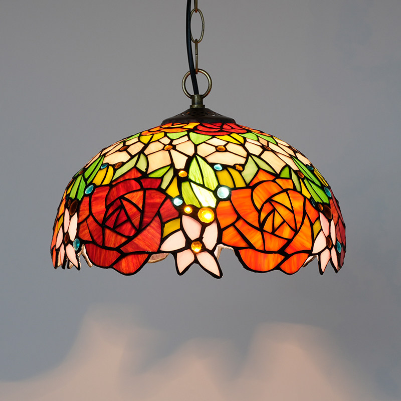 American retro colored glass restaurant light, European bar tea room bedroom balcony corridor glass hanging lamp - Lighting Fixtures | CHEERFUL Kenya image 6