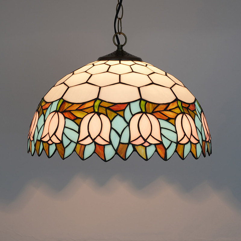 American retro colored glass restaurant light, European bar tea room bedroom balcony corridor glass hanging lamp - Lighting Fixtures | CHEERFUL Kenya image 8