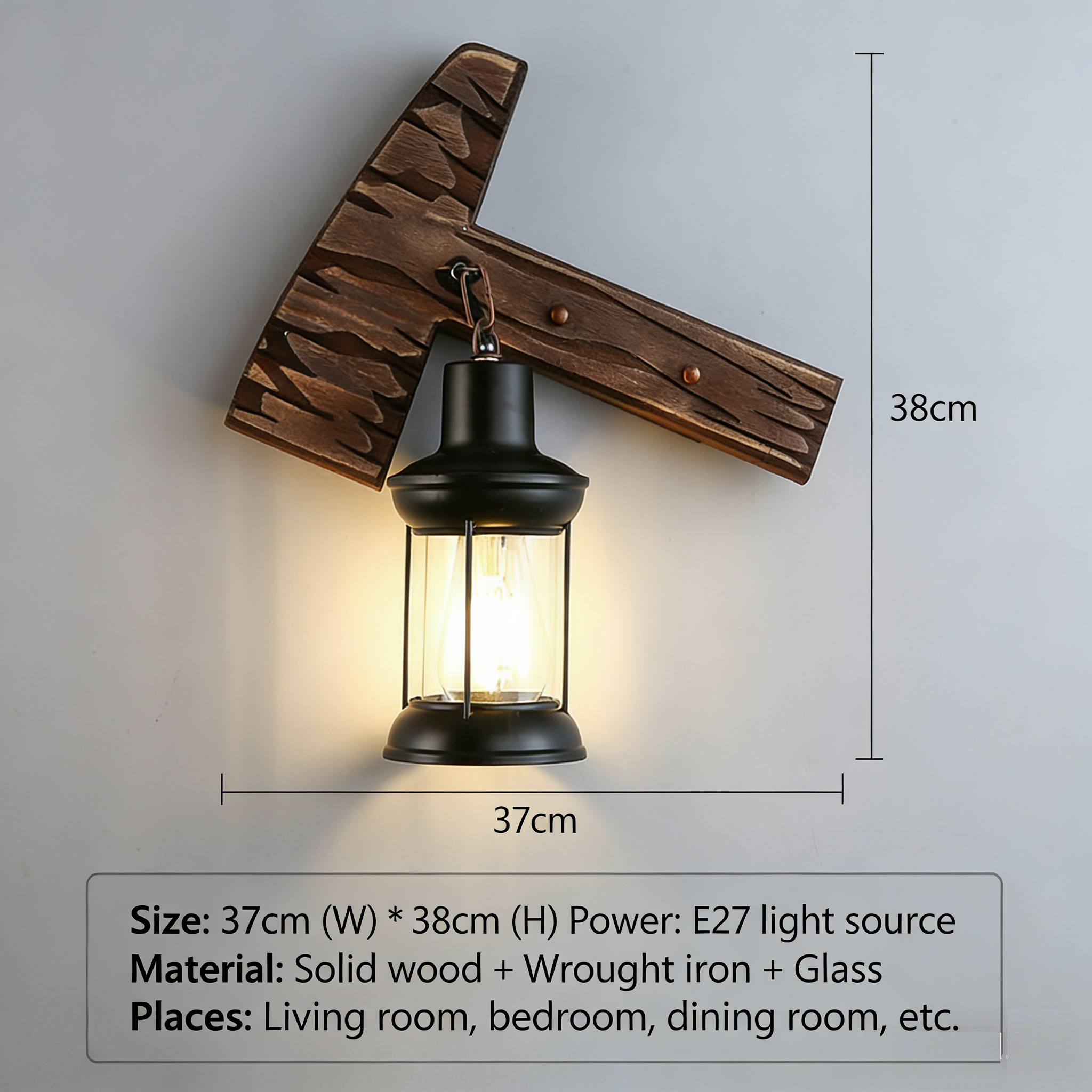Chinese retro nostalgic boat wooden wall lamp, restaurant creative balcony corridor antique tea room decorative wall lamp - Lighting Fixtures | CHEERFUL Kenya image 2 detail view