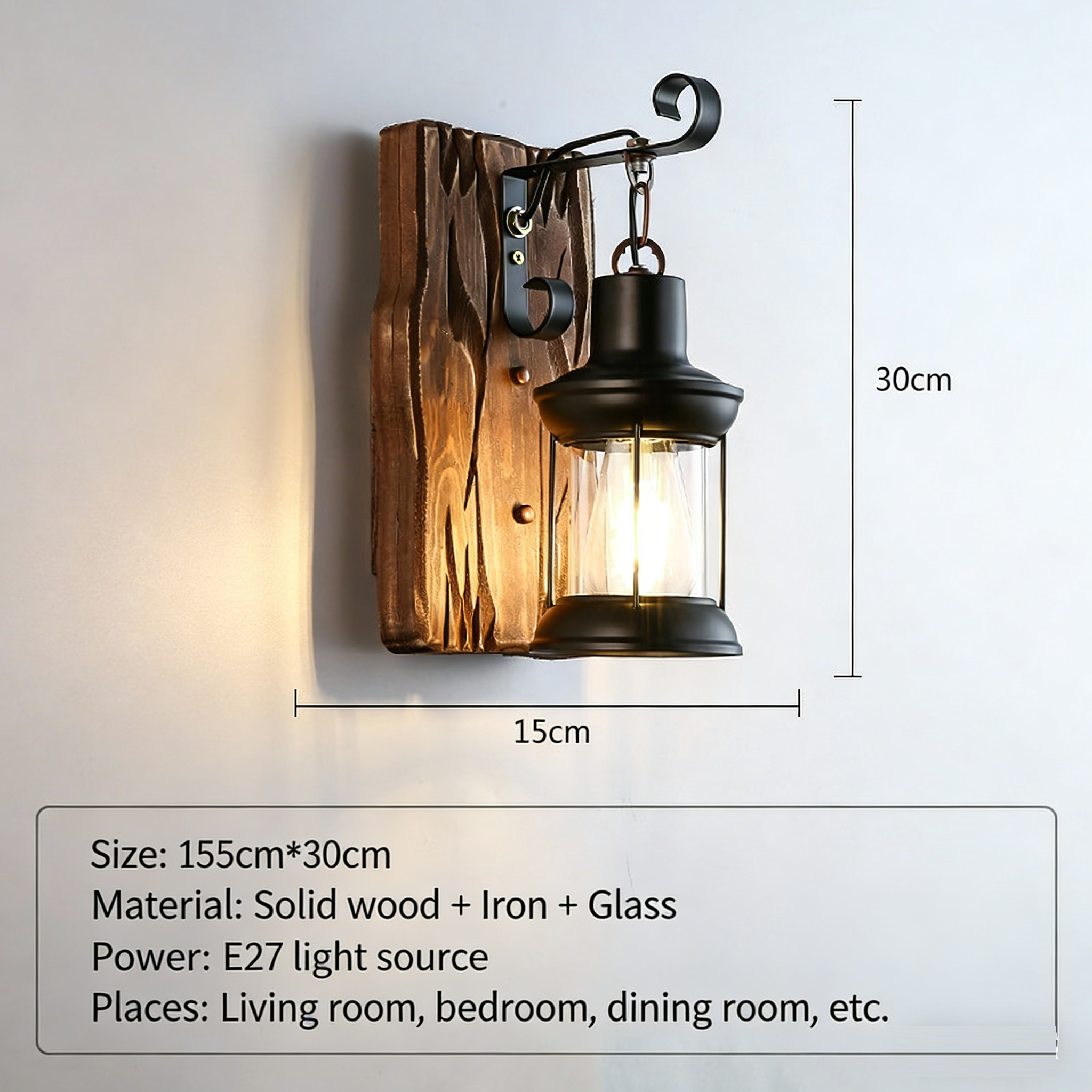 Chinese retro nostalgic boat wooden wall lamp, restaurant creative balcony corridor antique tea room decorative wall lamp - Lighting Fixtures | CHEERFUL Kenya image 3 detail view