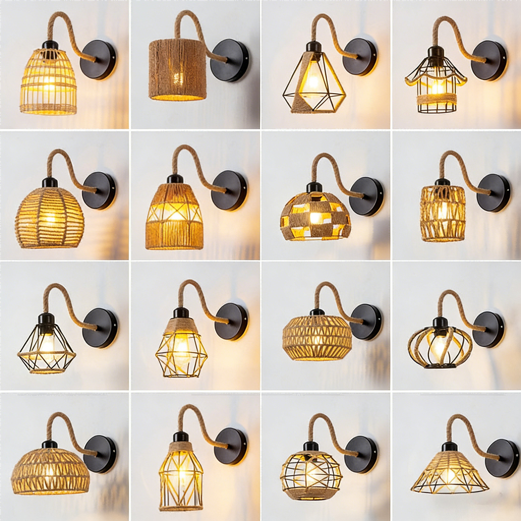 Industrial style wall lamp, creative restaurant, living room, corridor, balcony, bedroom, study iron rope wall lamp - Lighting Fixtures | CHEERFUL Kenya