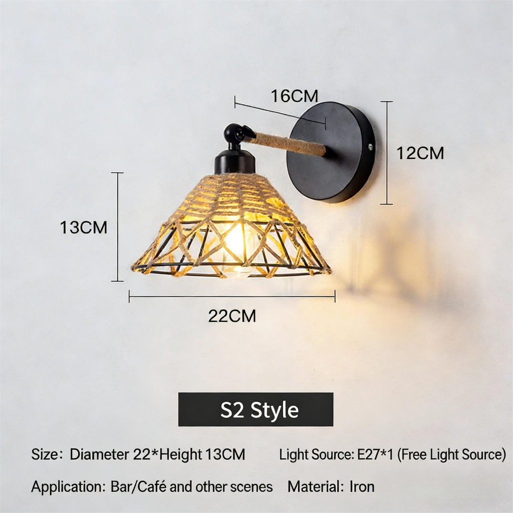 Industrial style wall lamp, creative restaurant, living room, corridor, balcony, bedroom, study iron rope wall lamp - Lighting Fixtures | CHEERFUL Kenya detail view