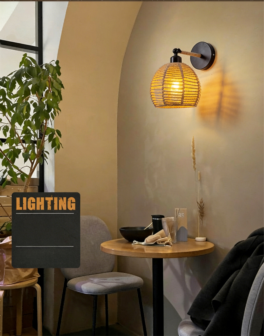Industrial style wall lamp, creative restaurant, living room, corridor, balcony, bedroom, study iron rope wall lamp - Lighting Fixtures | CHEERFUL Kenya image 6 detail view