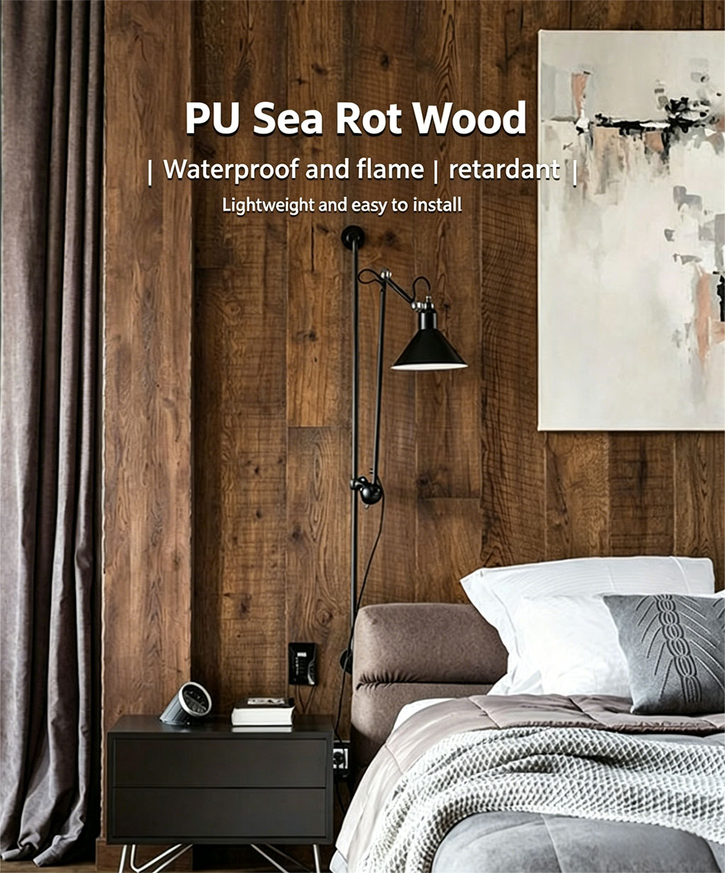PU sea rot wood weathering, wood imitation board, carbonized board lightweight cultural brick background wall - PU Stone | CHEERFUL Kenya detail view