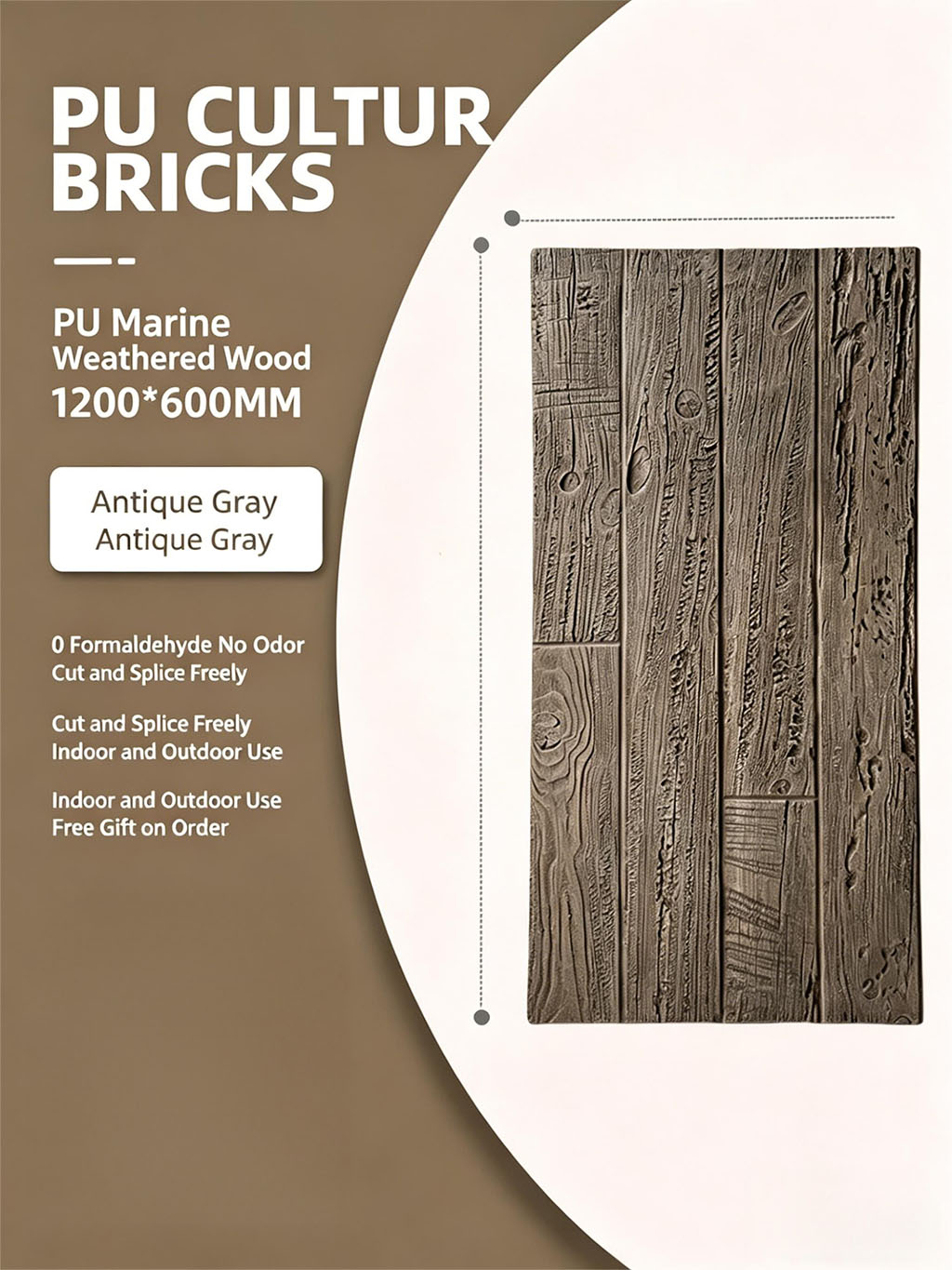 PU sea rot wood weathering, wood imitation board, carbonized board lightweight cultural brick background wall - PU Stone | CHEERFUL Kenya image 4 detail view