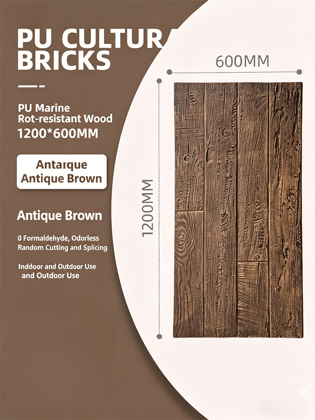 PU sea rot wood weathering, wood imitation board, carbonized board lightweight cultural brick background wall - PU Stone | CHEERFUL Kenya image 5 detail view