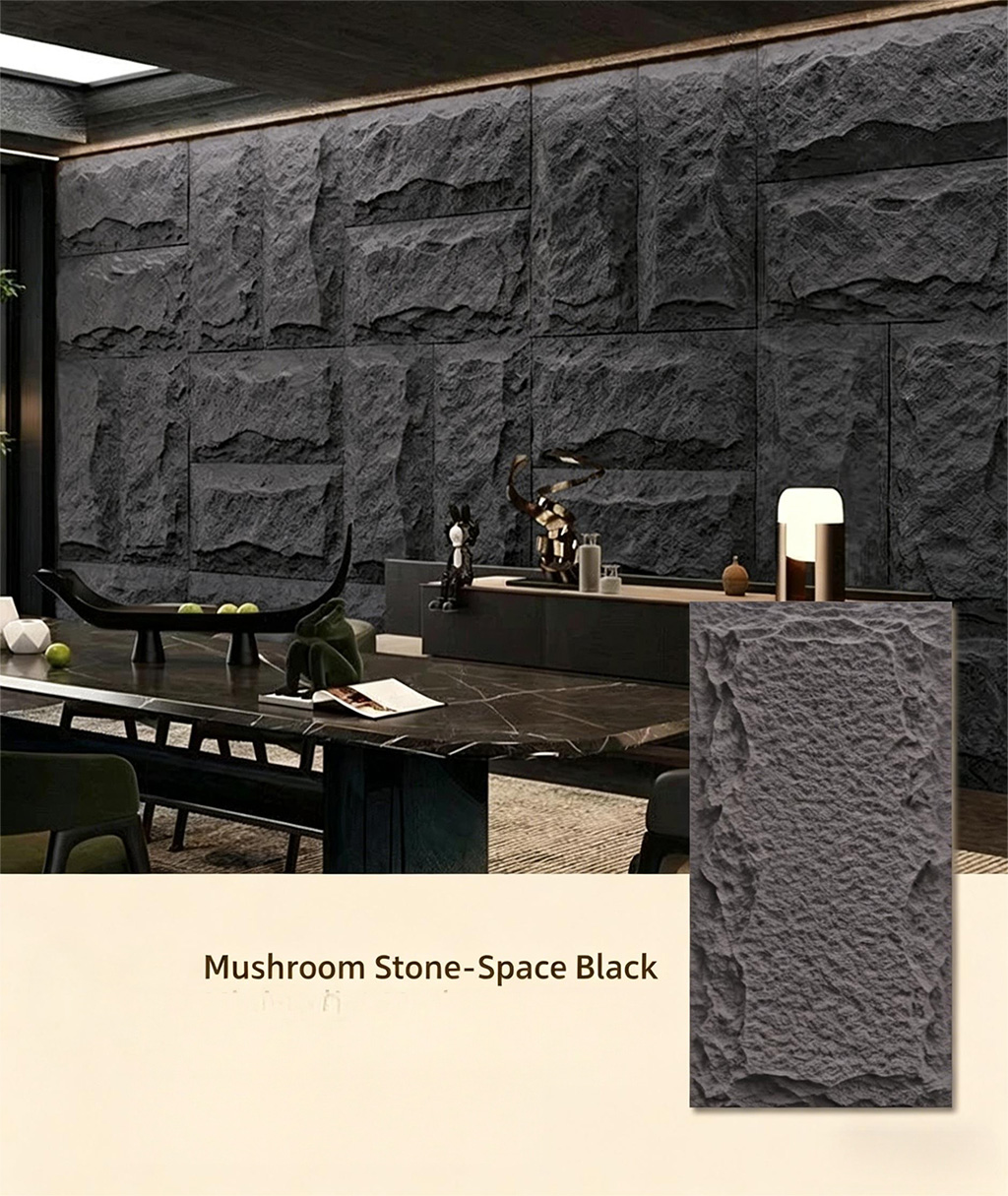 PU stone skin background wall, mushroom stone large board lightweight PU imitation cultural stone exterior wall brick, natural antique brick ultra-thin wall panel - PU Stone | CHEERFUL Kenya detail view