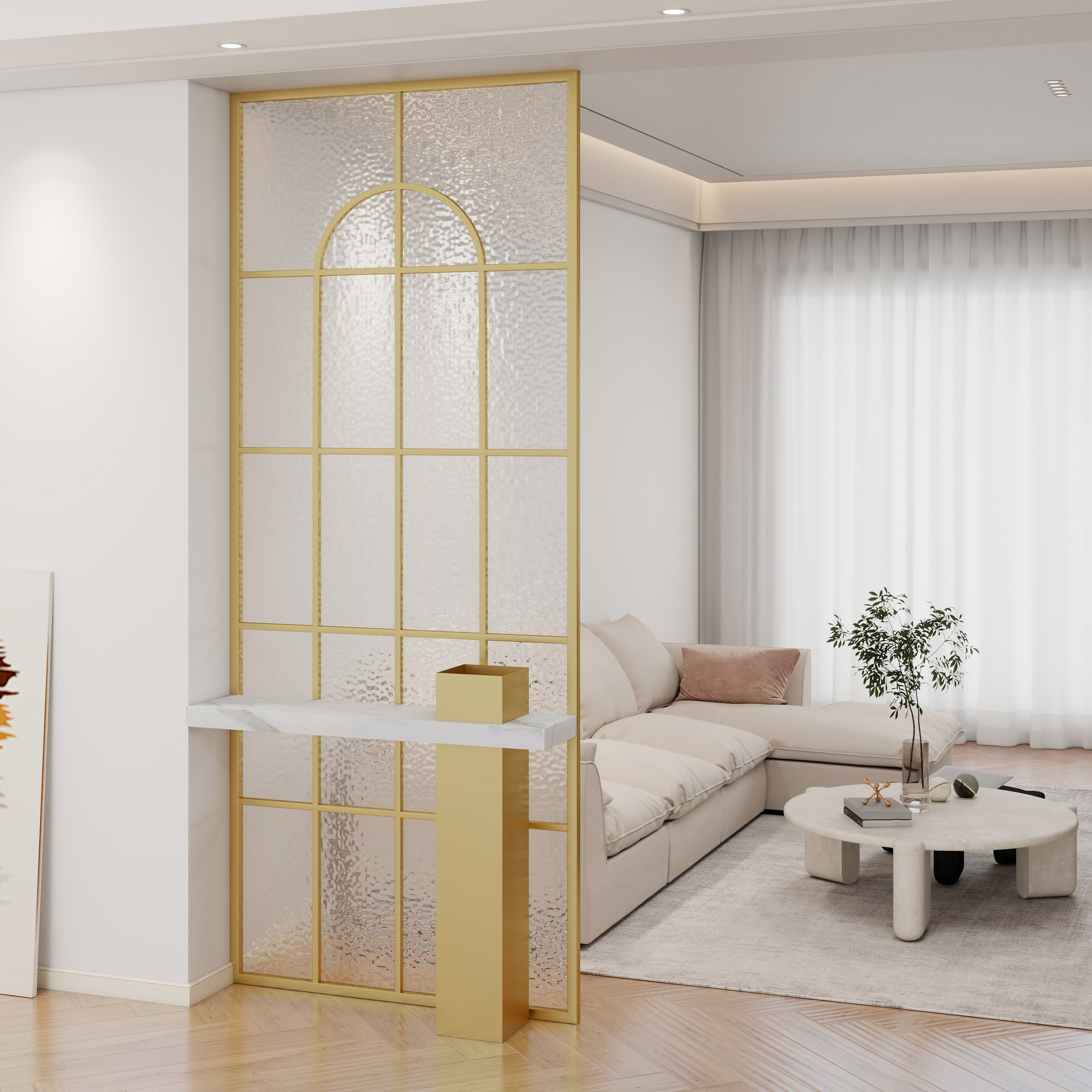 Glass screen, living room decorative entrance, creative simple carbon steel partition screen - Door/Window | CHEERFUL Kenya image 2