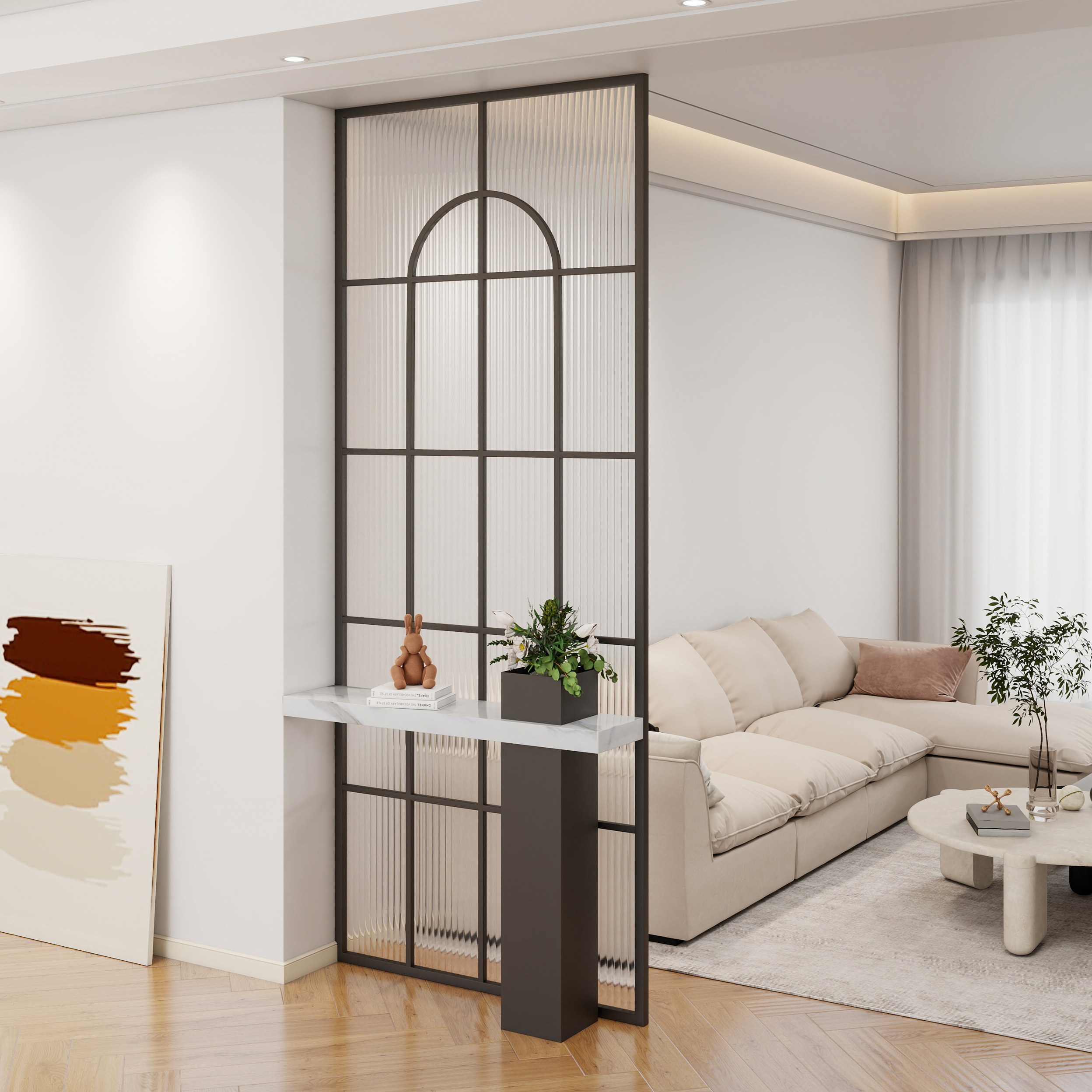 Glass screen, living room decorative entrance, creative simple carbon steel partition screen - Door/Window | CHEERFUL Kenya image 2 detail view