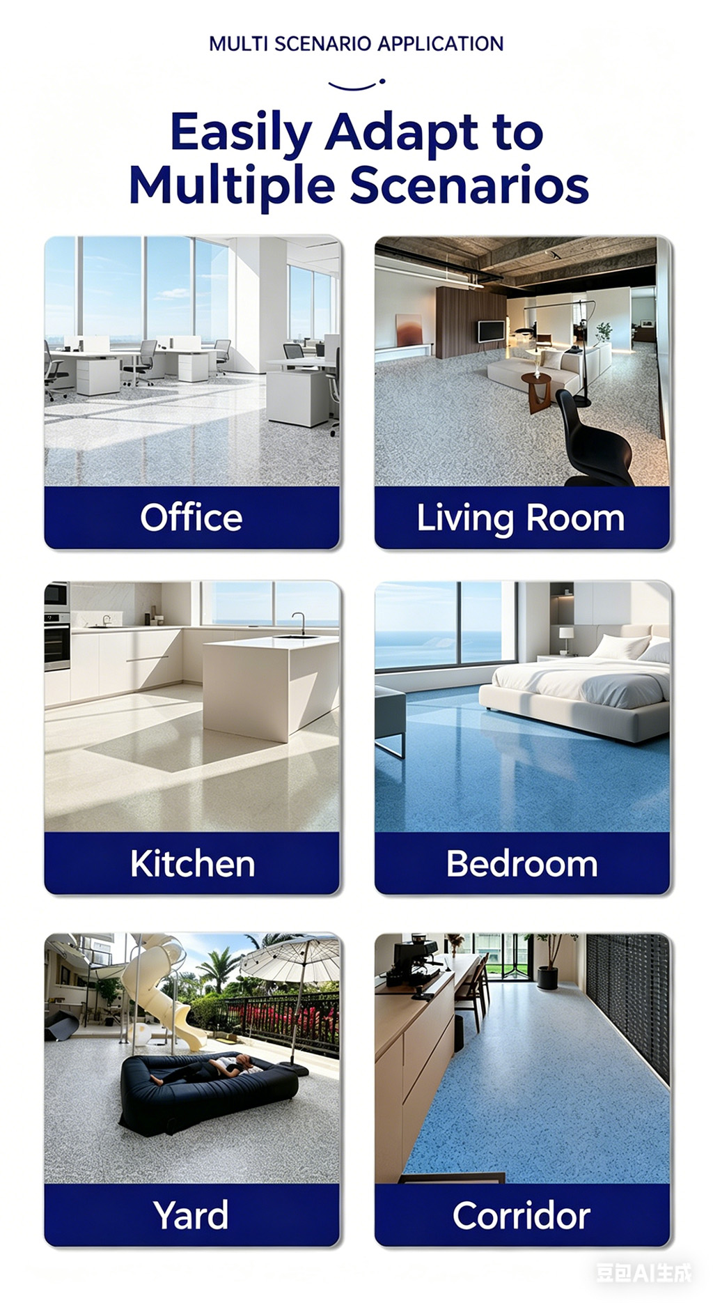 Epoxy colored sand self-leveling cement floor paint, anti-slip and wear-resistant resin paint imitating marble tiles - Panels / Coating | CHEERFUL Kenya detail view