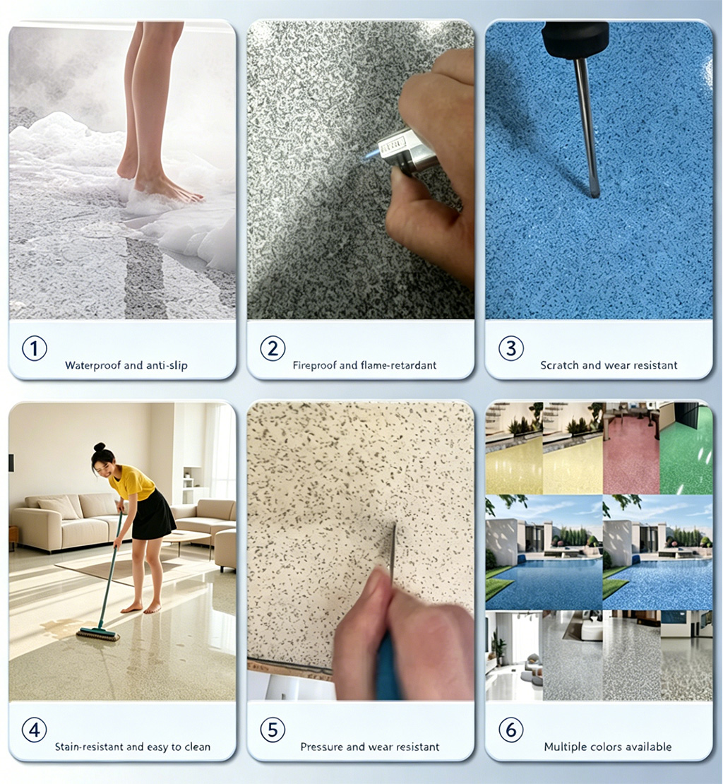 Epoxy colored sand self-leveling cement floor paint, anti-slip and wear-resistant resin paint imitating marble tiles - Panels / Coating | CHEERFUL Kenya image 2 detail view