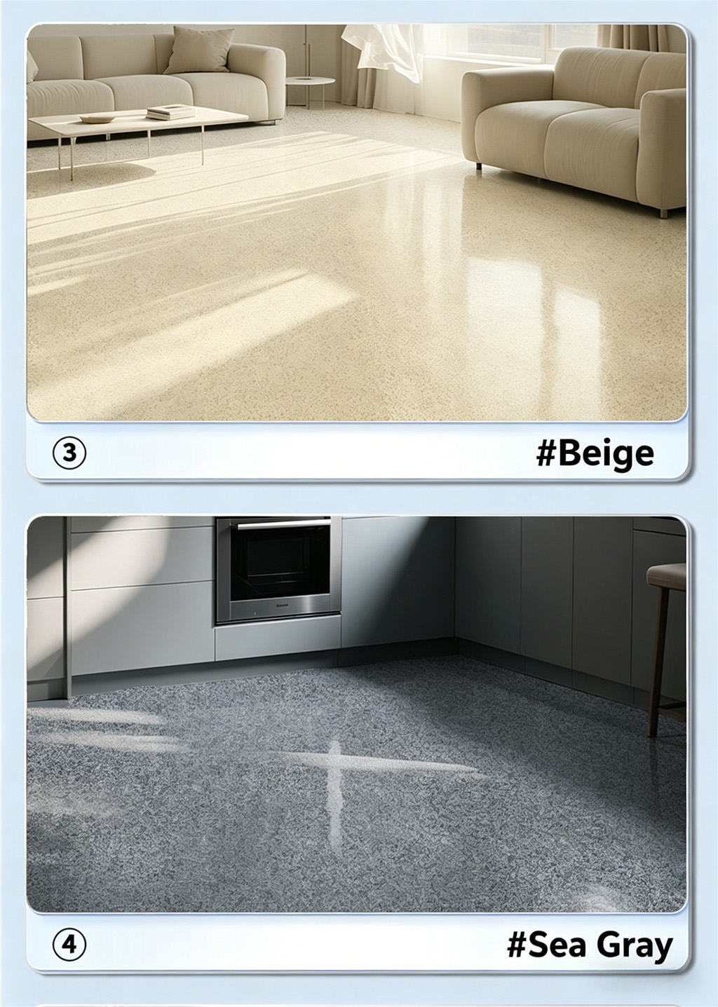 Epoxy colored sand self-leveling cement floor paint, anti-slip and wear-resistant resin paint imitating marble tiles - Panels / Coating | CHEERFUL Kenya image 5 detail view