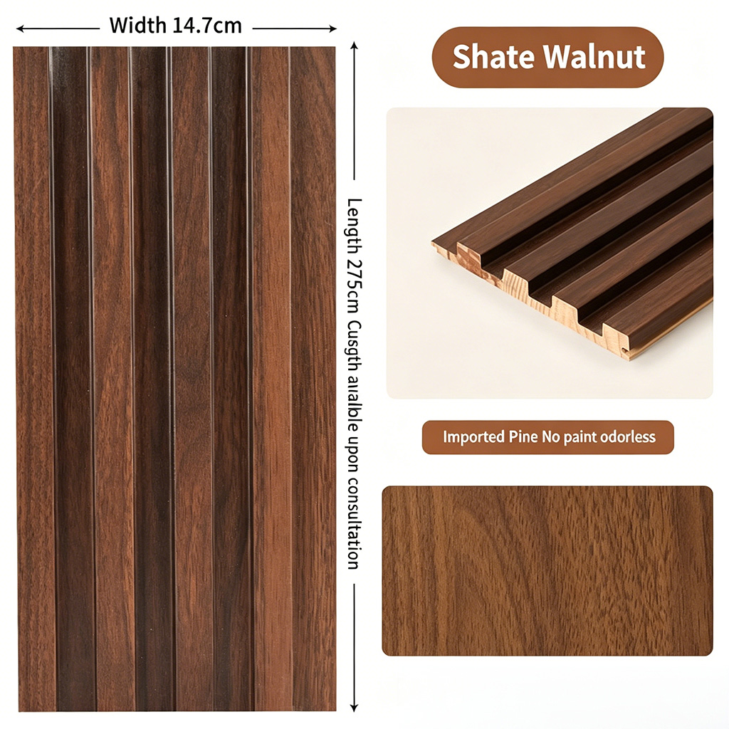 Solid wood grating board, wooden grating wall panel, TV background wall decoration, concave convex isolation small Great Wall board grid - Panels / Coating | CHEERFUL Kenya image 4 detail view