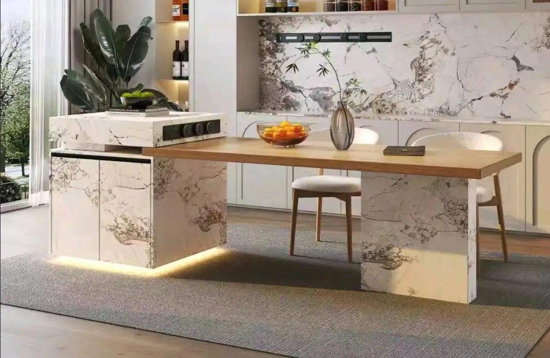 Island Table High-Low Series - Custom Kitchen Cabinets & Countertop | CHEERFUL Kenya image 2