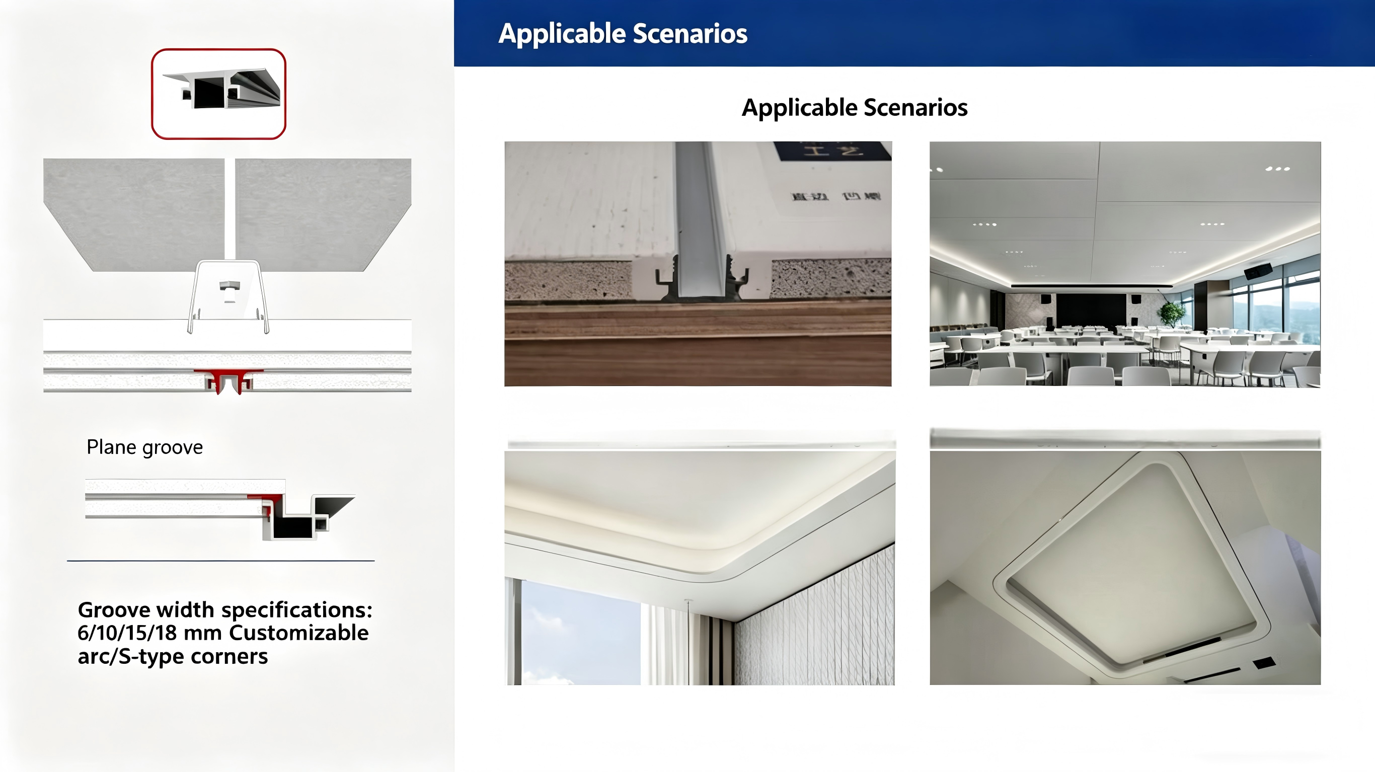 Aluminum profiles and assembly components for gypsum board ceiling, module assembly - Technical Innovative Products | CHEERFUL Kenya image 5 detail view