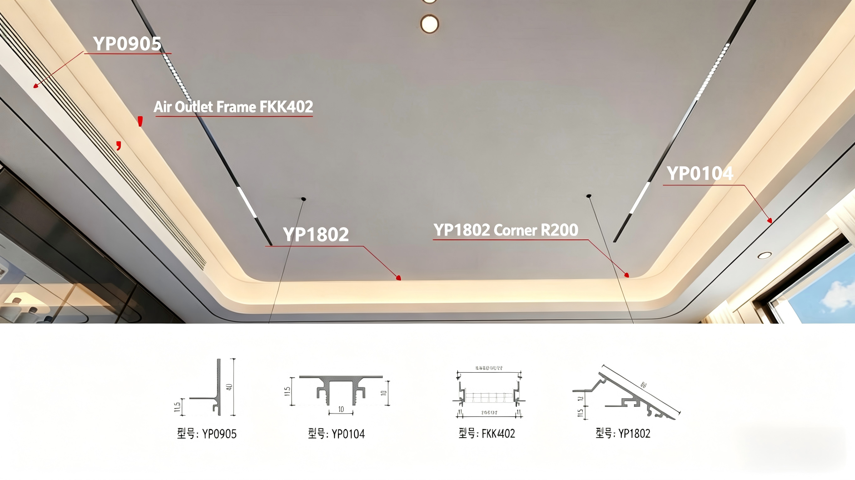 Aluminum profiles and assembly components for gypsum board ceiling, module assembly - Technical Innovative Products | CHEERFUL Kenya image 19 detail view