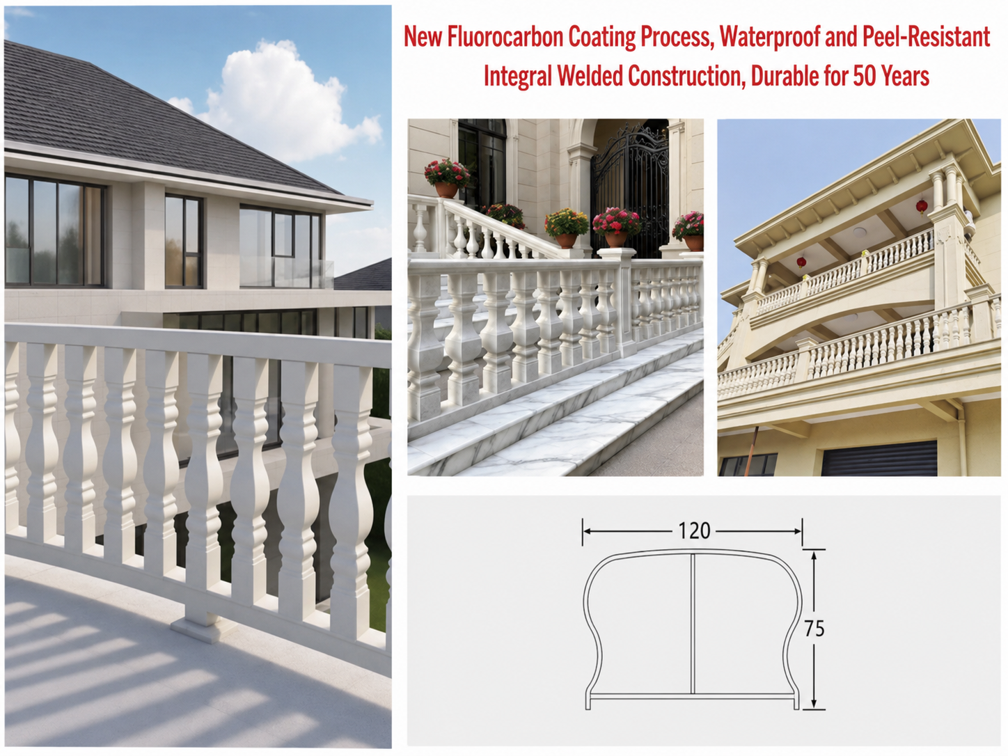 Aluminum alloy marble imitation railings - Stairs and Railing | CHEERFUL Kenya detail view